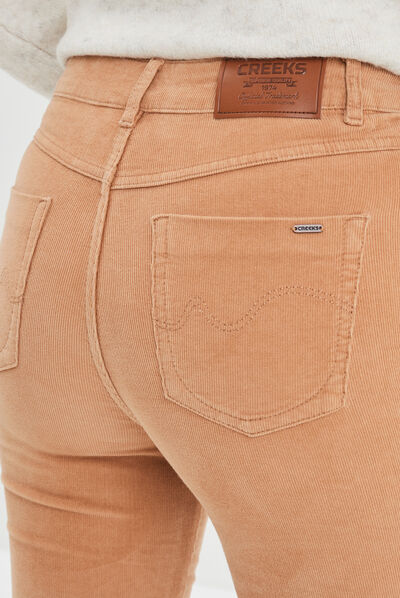 Pantalon velours flare taille standard marron clair femme