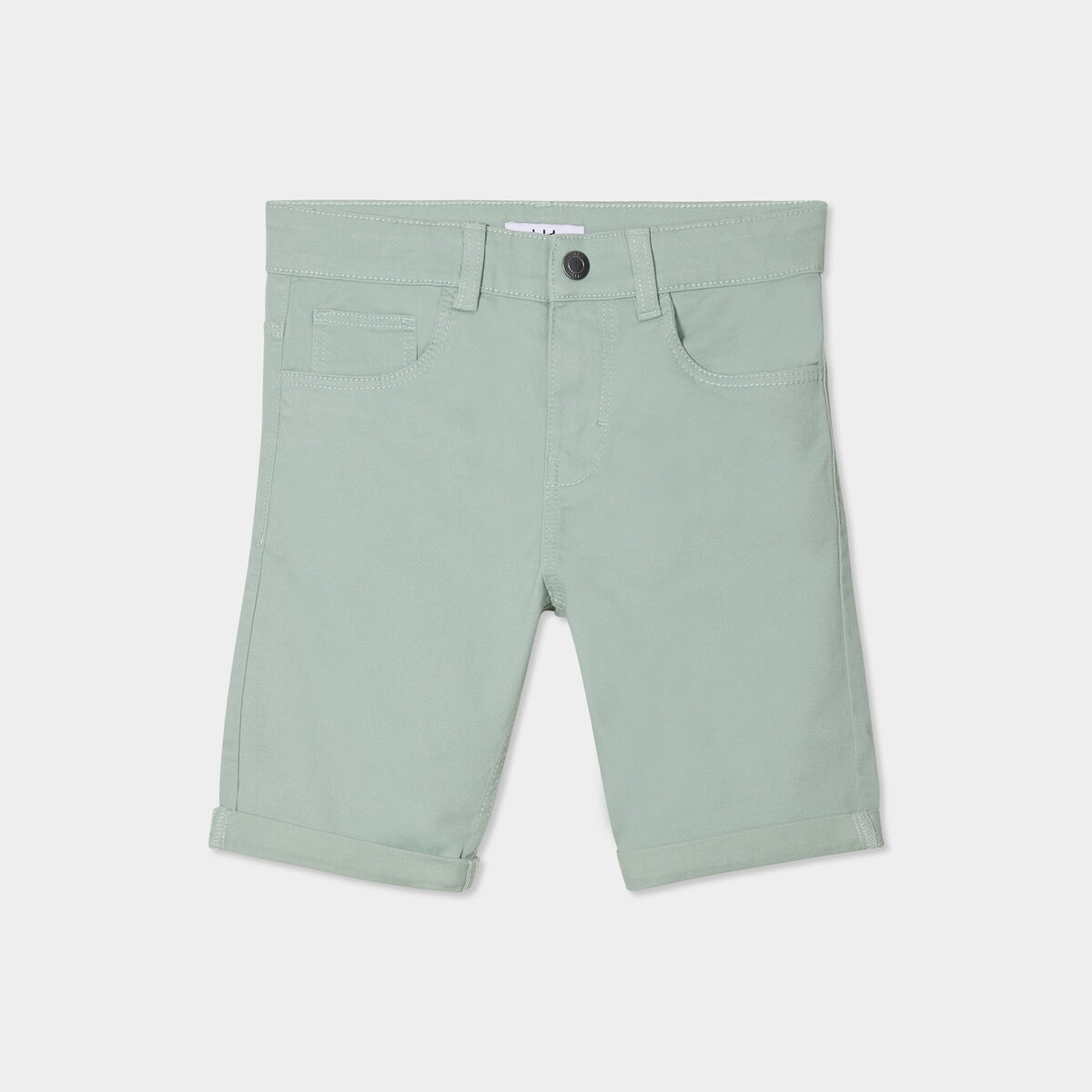 Bermuda droit ajusté à ourlets vert pastel garçon
