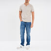 T-shirt manches courtes col tunisien gris clair homme