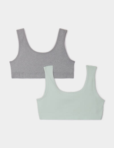 Lot 2 brassières bretelles larges gris clair fille