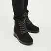 Bottines fourrées compensées pied large noir femme