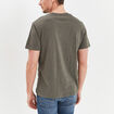 T-shirt manches courtes en mélange lin vert kaki homme
