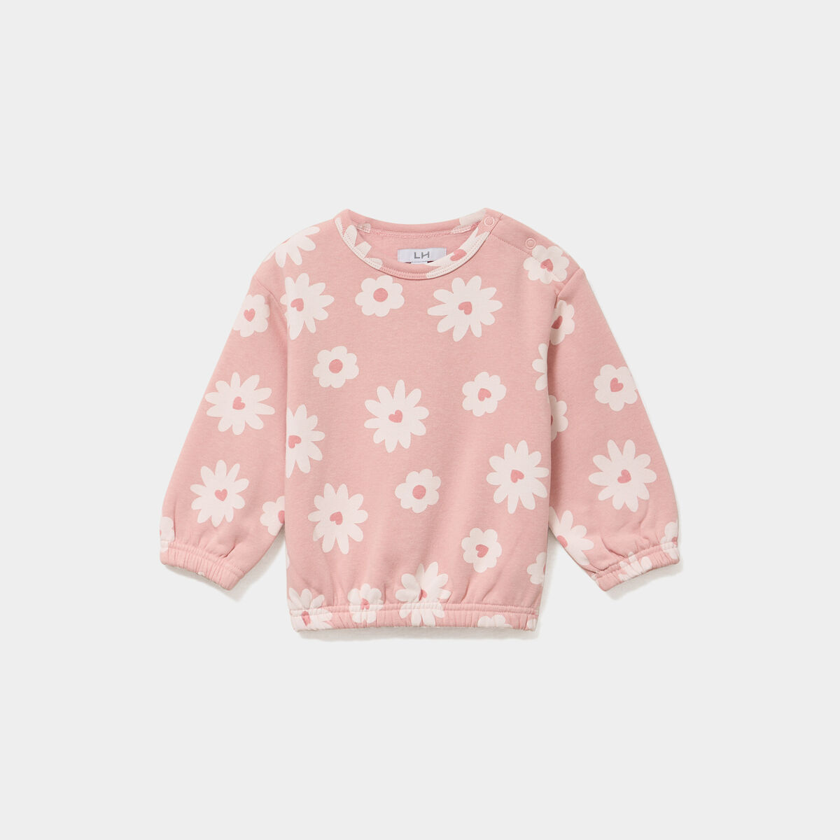 Sweat molletonn&eacute; manches longues rose b&eacute;b&eacute; fille