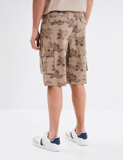 Bermuda cargo coton taupe homme