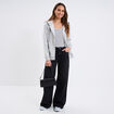 Sweat zippé à capuche gris clair femme