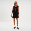 Veste sans manches boutonn&eacute;e col rond noir femme