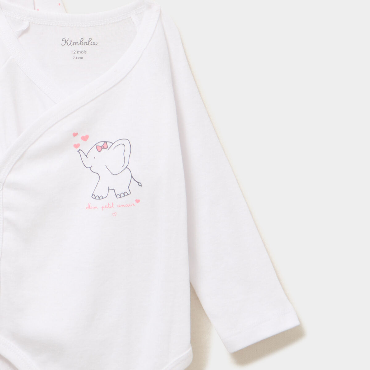 Lot 3 bodies crois&eacute;s manches longues rose clair b&eacute;b&eacute;