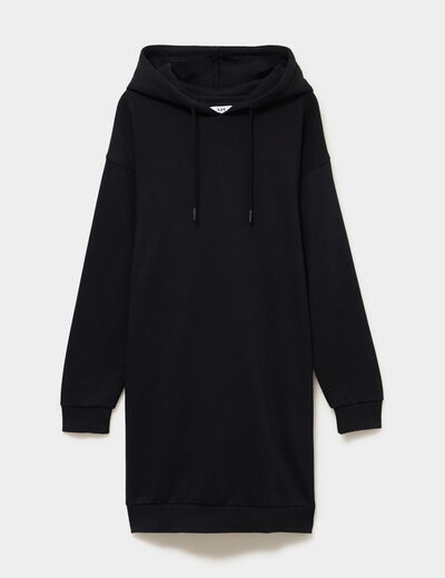 Robe sweat &agrave; capuche noir femme