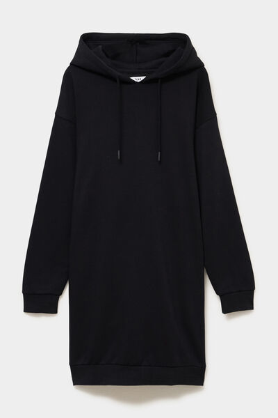 Robe sweat &agrave; capuche noir femme
