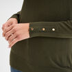 Pull col rond boutons aux poignets vert kaki femme