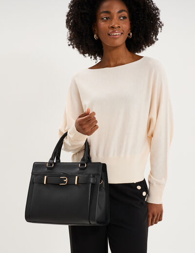 Sac &agrave; main avec boucle devant noir femme