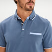 Polo piqu&eacute; manches courtes coton bleu gris homme
