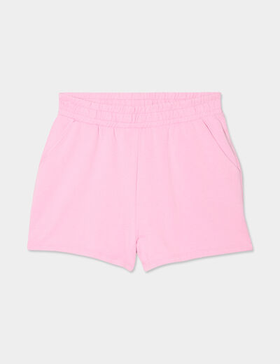 Short de jogging taille élastiquée rose pastel femme