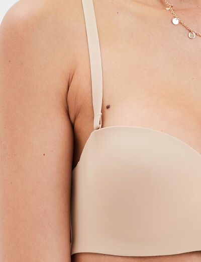 Soutien-gorge bandeau microfibre beige femme