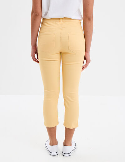 Pantacourt slim 5 poches jaune clair femme
