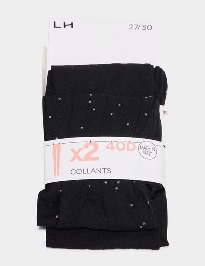 Lot 2 collants semi-transparents 40D noir fille