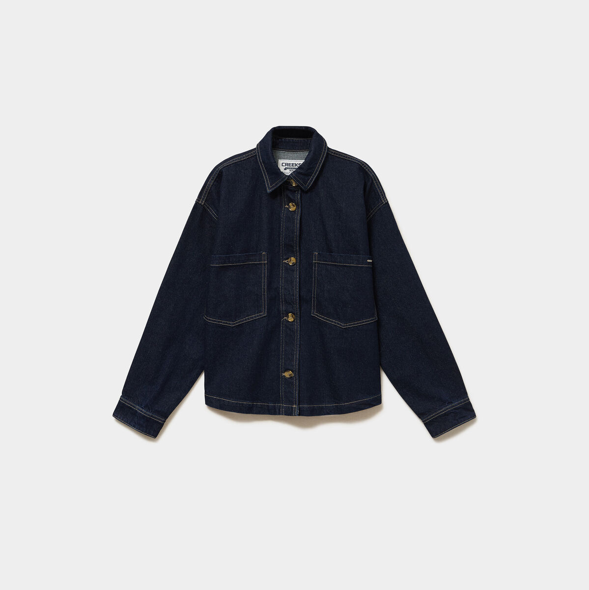 Veste surchemise en jean oversize coton denim brut femme