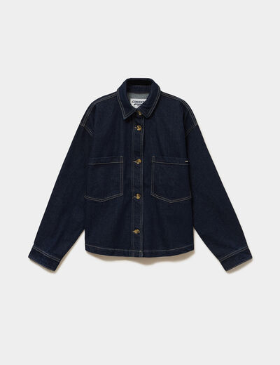 Veste surchemise en jean oversize coton denim brut femme