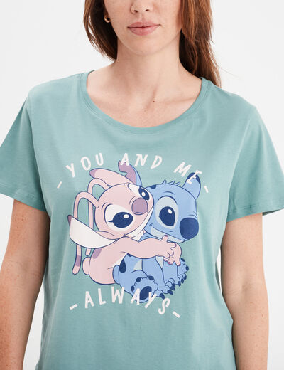 Ensemble pyjama manches courtes Stitch bleu gris femme
