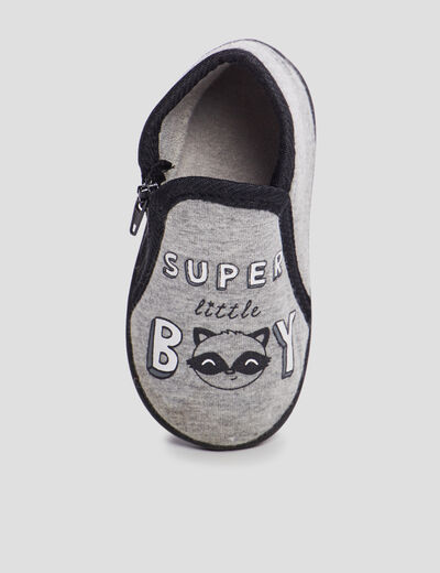 Chaussons bottillons gris bébé garçon