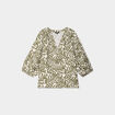 Blouse manches 3/4 ballons col tunisien blanc femme