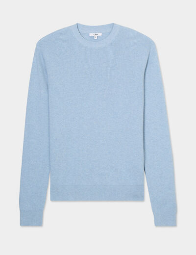 Pull avec col rond à relief bleu ciel homme