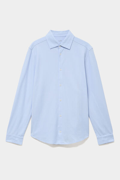 Chemise droite &agrave; manches longues bleu ciel homme