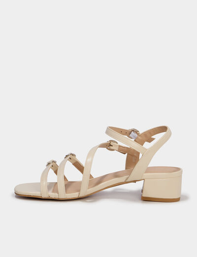 Sandales multibrides &agrave; talons 5 cm blanc femme