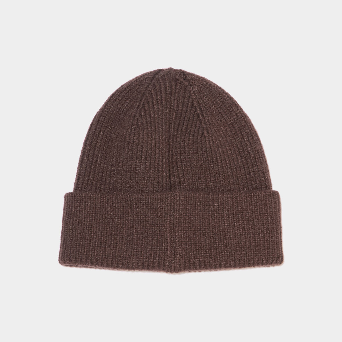 Bonnet avec bord &agrave; revers tricot&eacute; marron fonc&eacute; homme