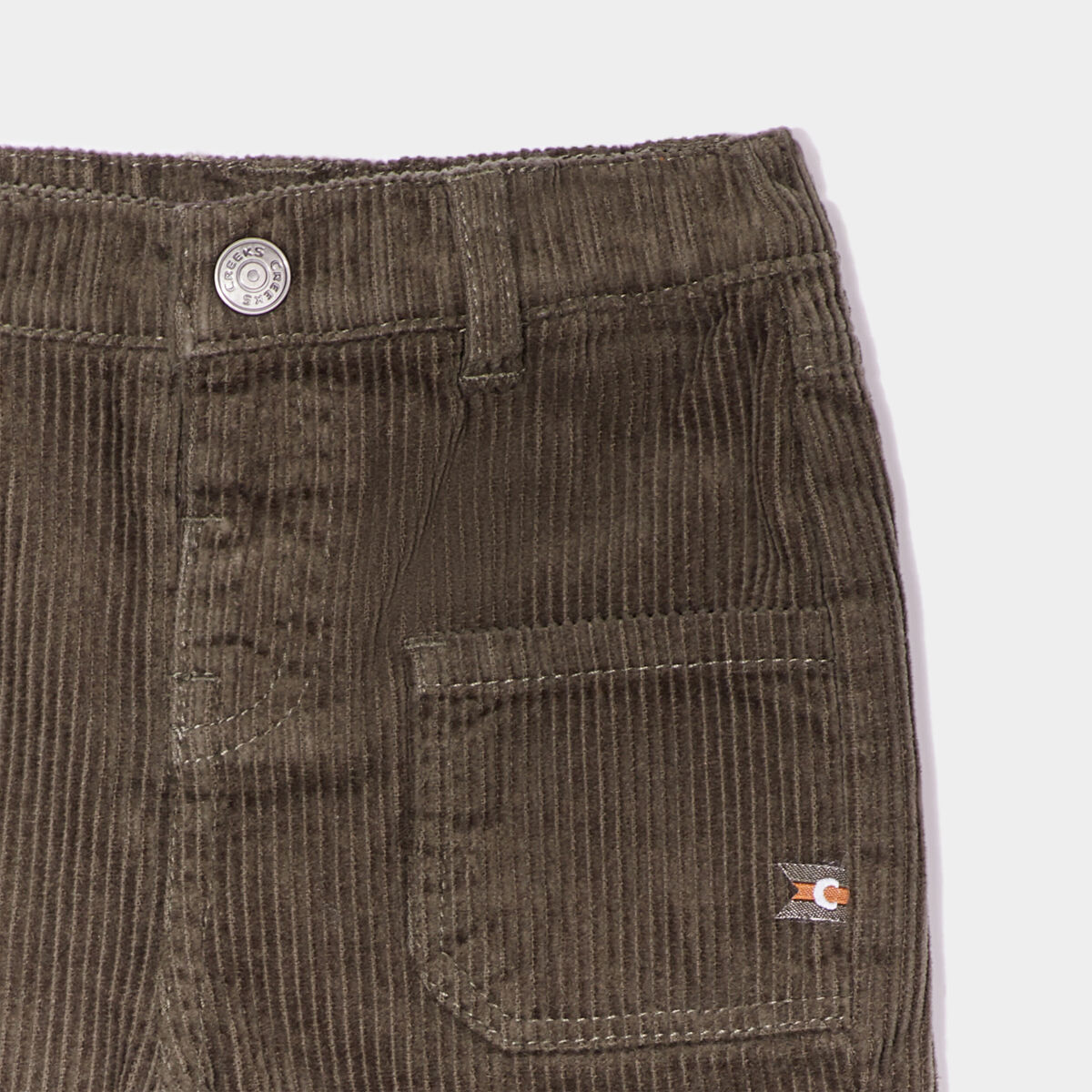 Pantalon droit velours côtelé vert kaki bébé garçon