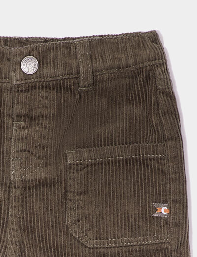 Pantalon droit velours côtelé vert kaki bébé garçon
