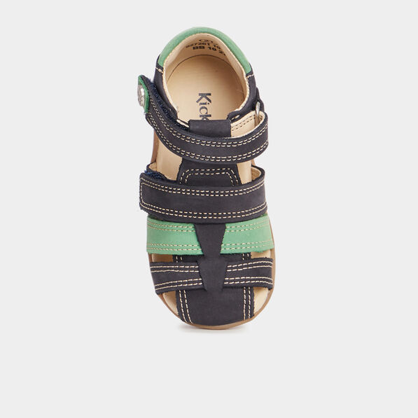 Sandales en cuir Kickers Bipod bleu marine bébé garçon