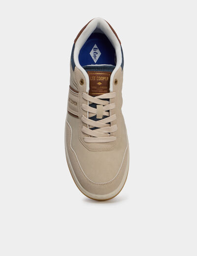 Tennis basses &agrave; lacets Lee Cooper sable homme