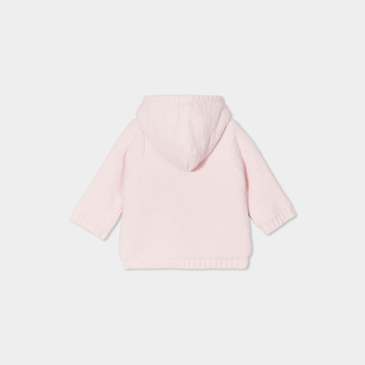 Gilet fourré torsades à capuche Creeks rose clair bébé fille