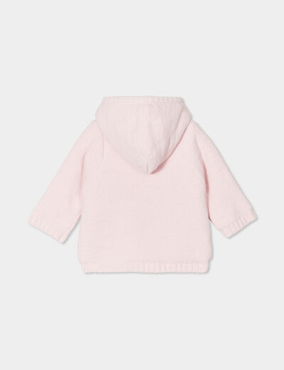 Gilet fourré torsades à capuche Creeks rose clair bébé fille