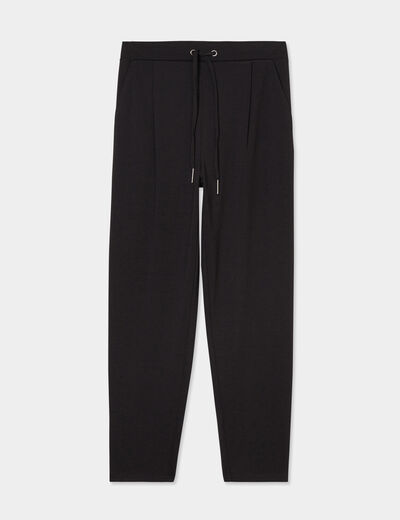 Pantalon en molleton à taille élastiquée noir femme