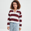 T-shirt col en V manches longues Creeks bordeaux femme