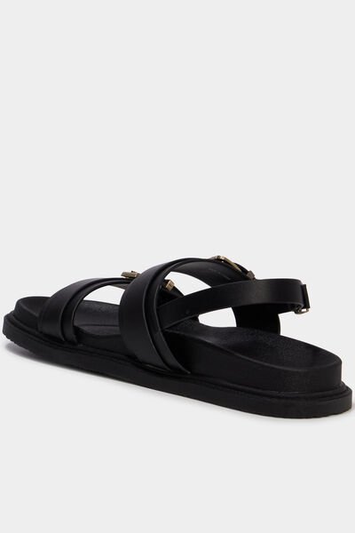 Sandales &agrave; boucles noir femme