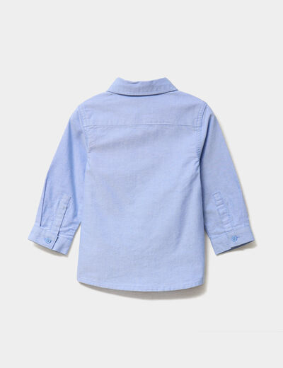 Chemise manches longues coton bleu ciel b&eacute;b&eacute; gar&ccedil;on