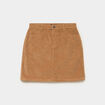 Jupe effet velours courte beige femme