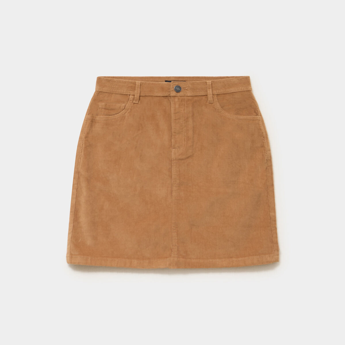 Jupe effet velours courte beige femme