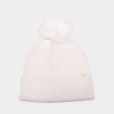 Bonnet &agrave; pompon fausse fourrure ivoire fille