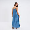 Robe longue en jean col en V denim double stone femme
