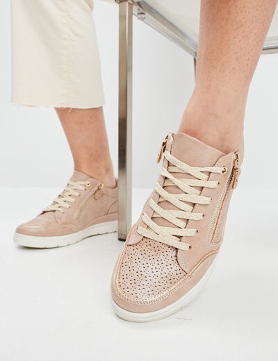 Tennis à lacets zippées rose femme