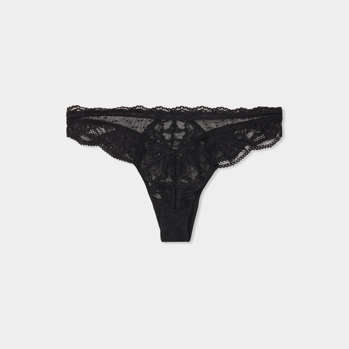 Tanga en dentelle noir femme