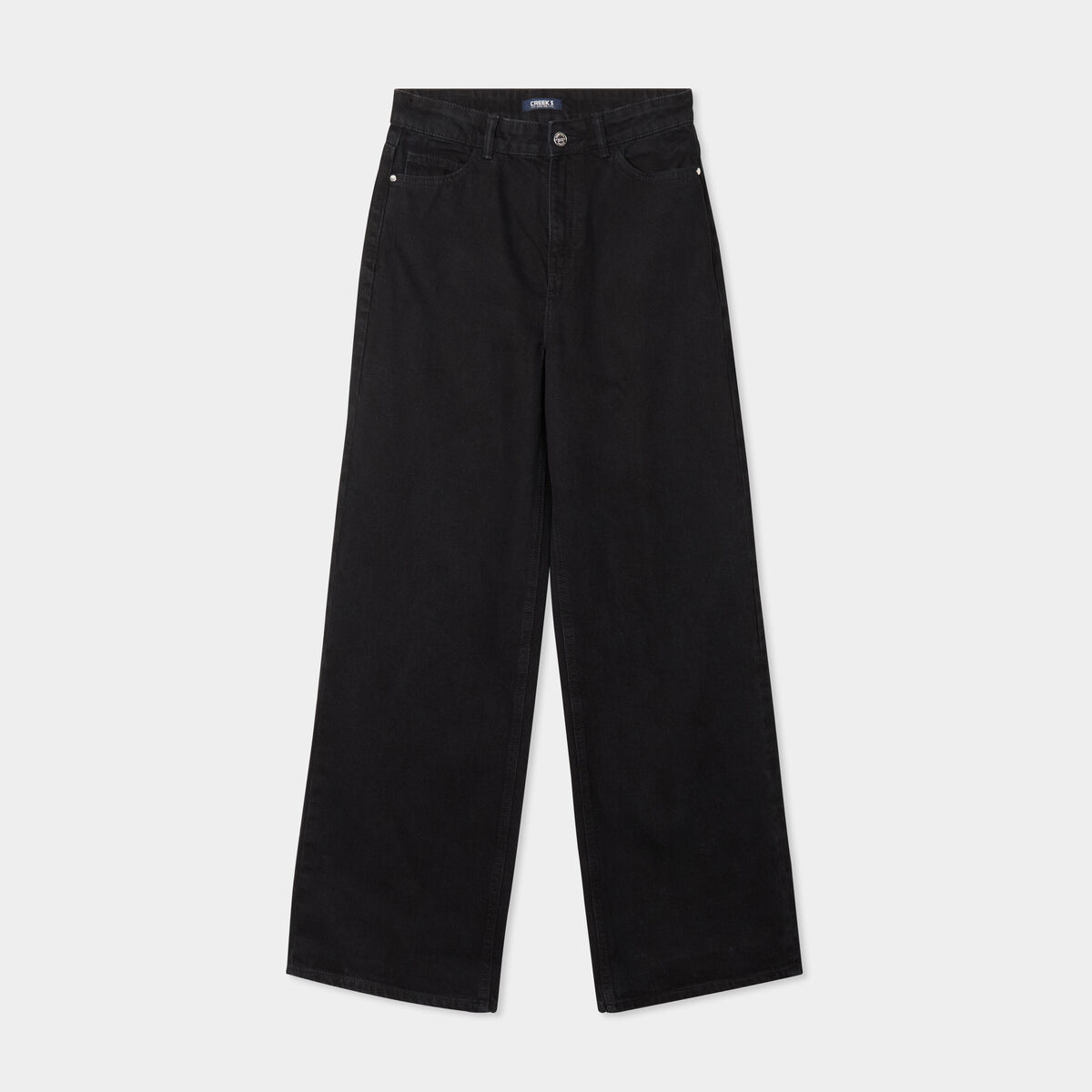 Jeans large coton denim noir femme