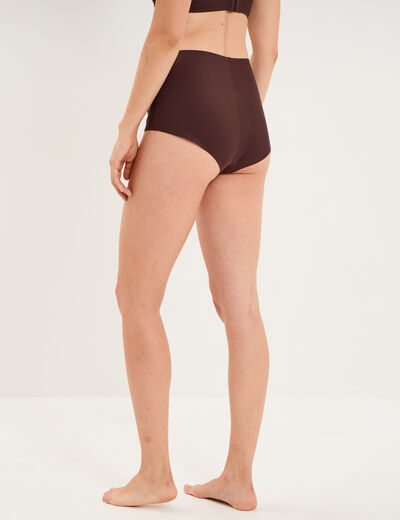 Culotte taille haute microfibre marron femme