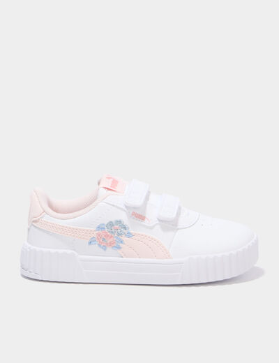 Tennis &agrave; scratchs Puma Carina 3.0 Floral rose clair fille