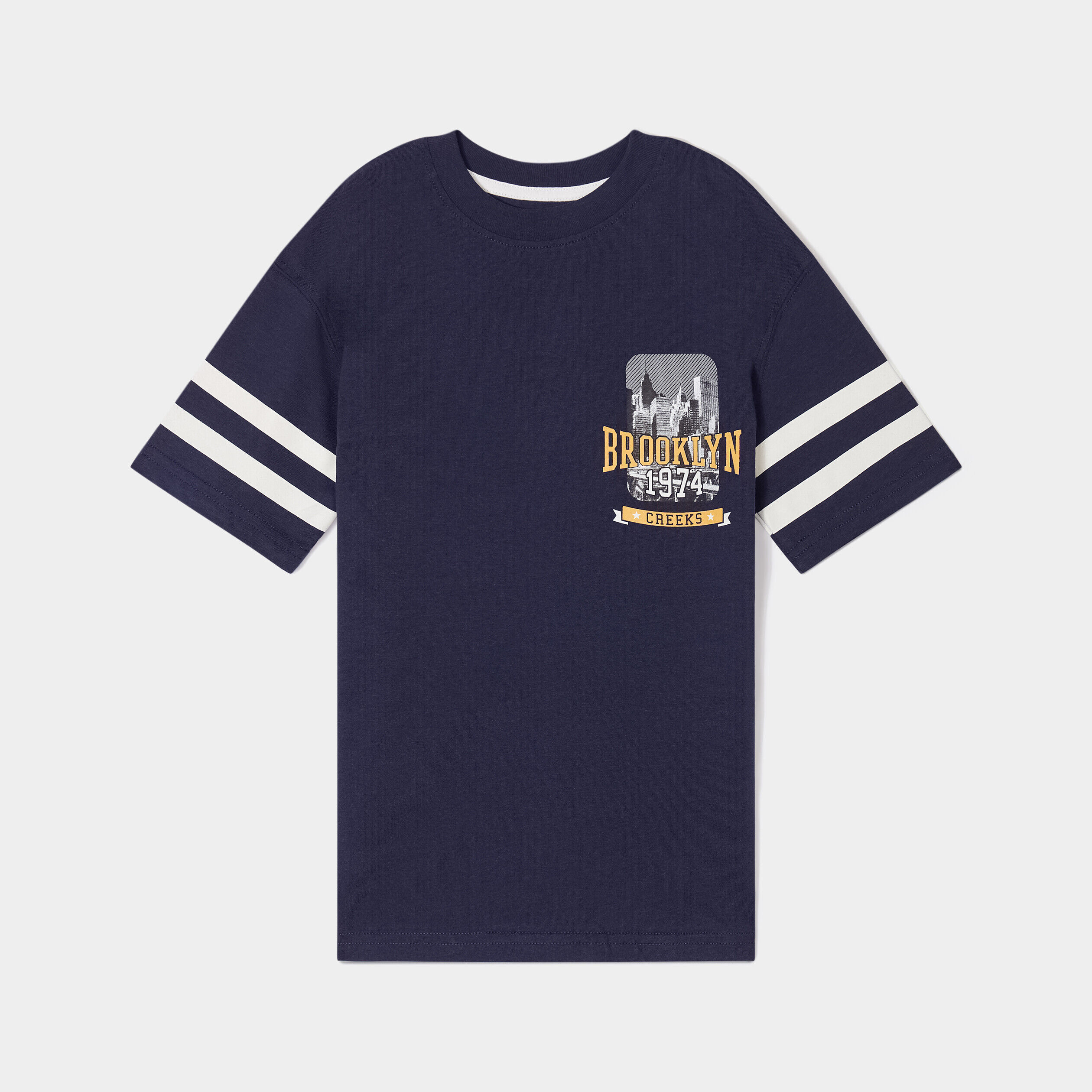 T-shirt manches courtes coton Creeks bleu marine garçon CREEKS