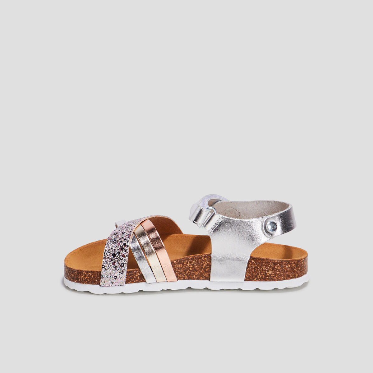 Sandales effet métallisé gris argent fille